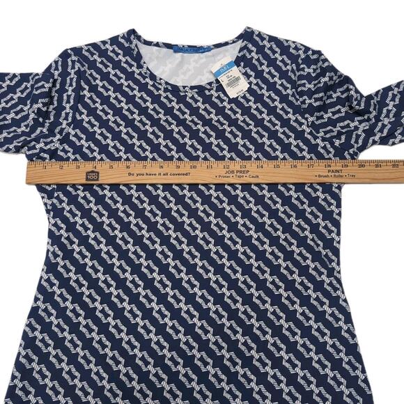 J McLaughlin 3/4 Sleeve Signature Tee Womens L Navy White Catalina Cloth NEW NWT - Picture 10 of 13